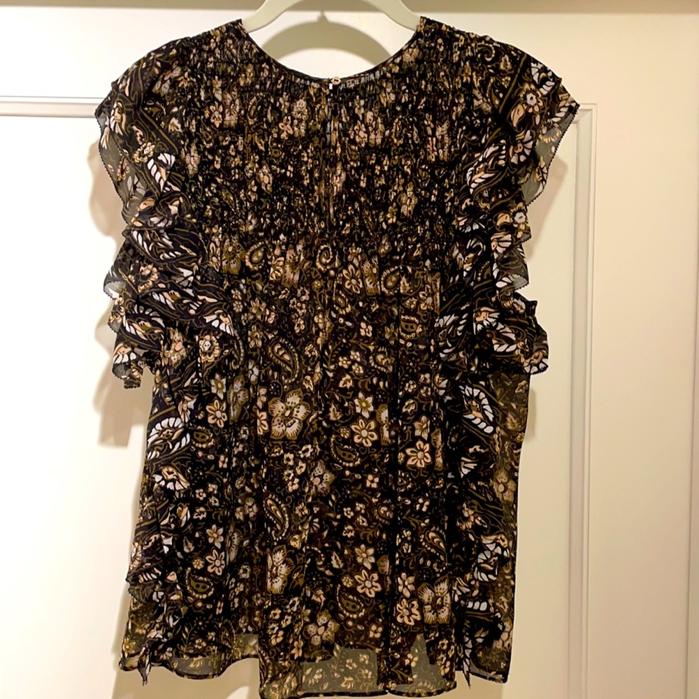 Ulla Johnson Ruffle Blouse with Paisley Print
